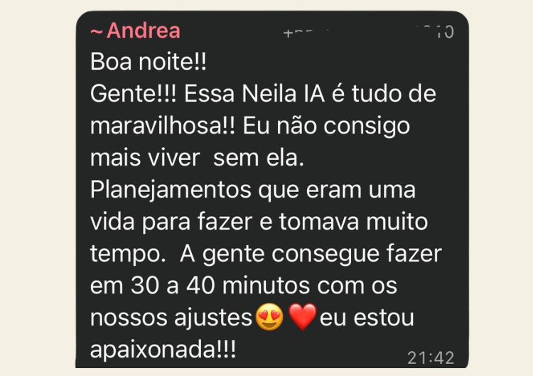 Depoimento de Andrea sobre a Neila IA CRAS